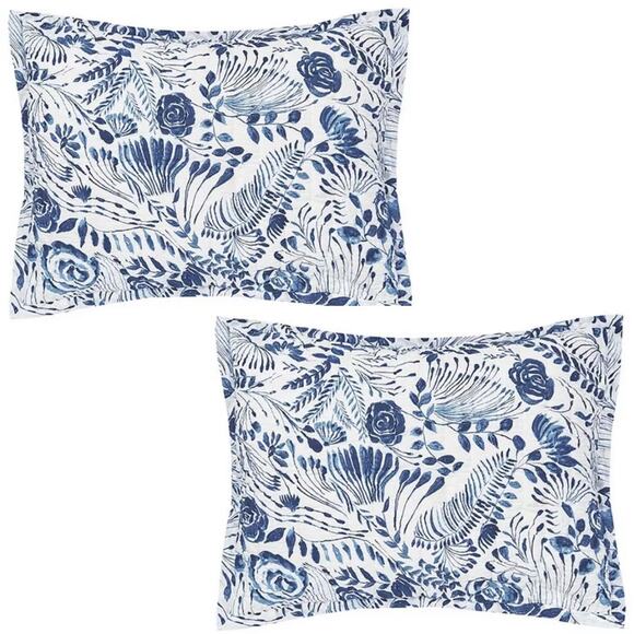 Carol & Frank Starla Chinoiserie Floral Kantha Stitch Standard Pillow Sham Set - Picture 1 of 5